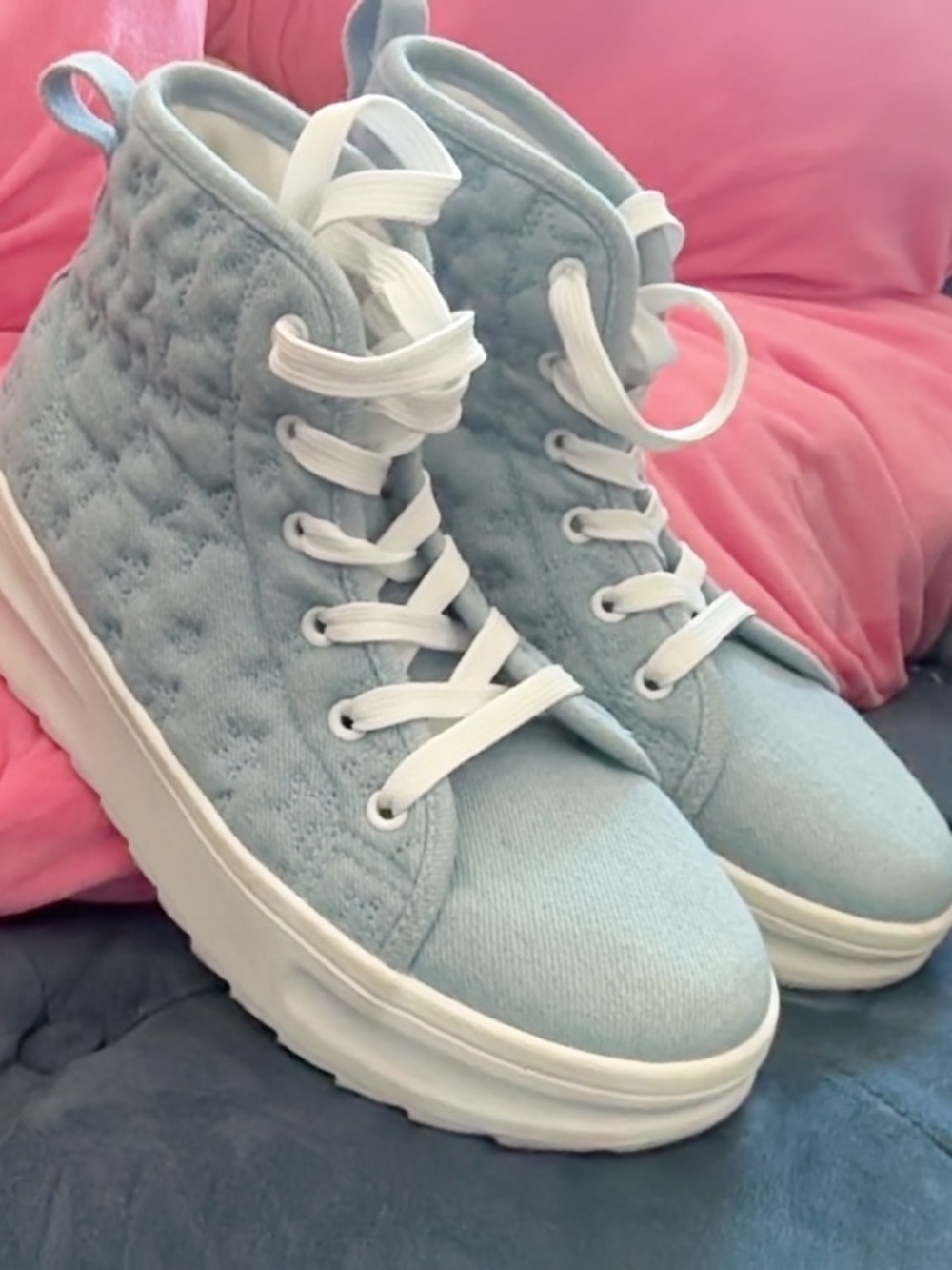 primary girls sneakers quilted denim star pattern